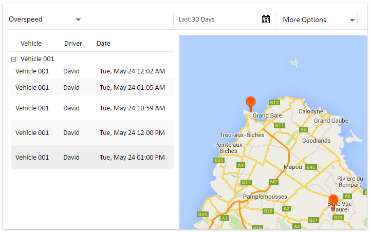 Create custom vehicle tracking reports