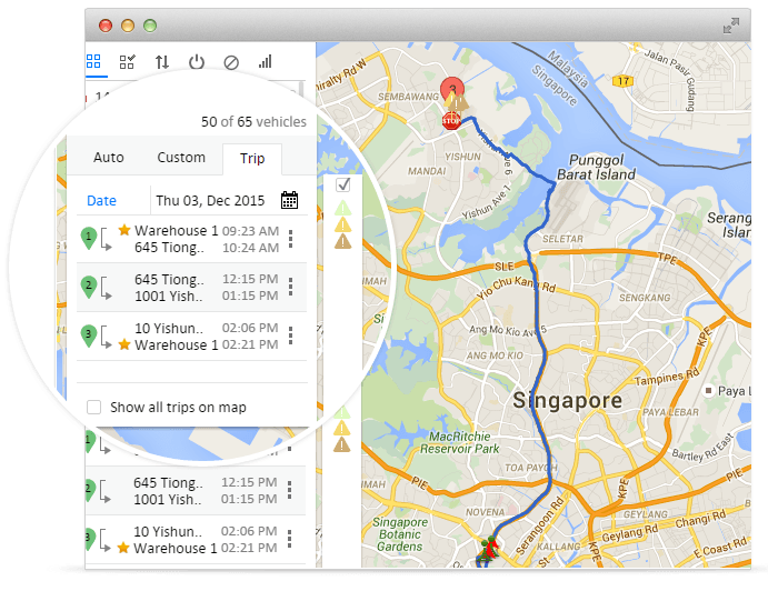 Live GPS vehicle tracking for visibility