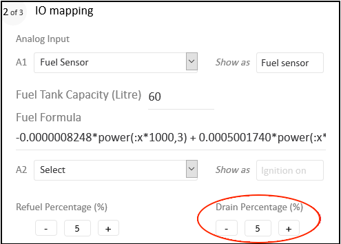 Edit Drain Percentage