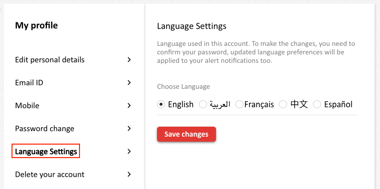 Edit Language Settings