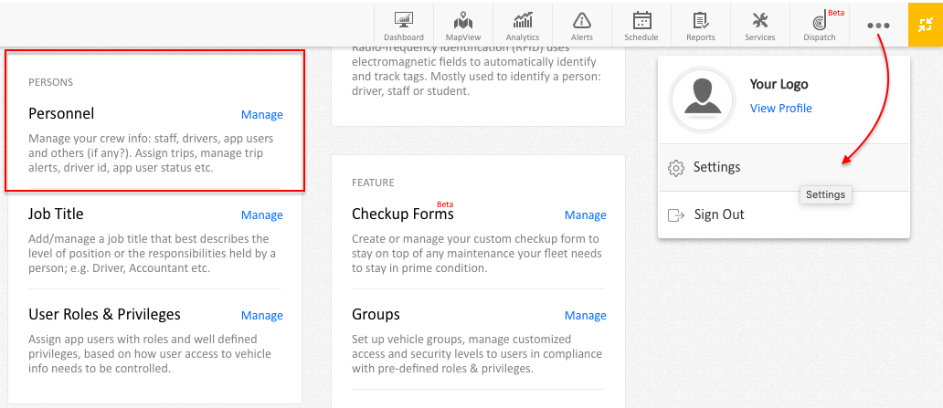 Personnel Settings