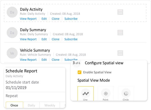 Generate GPS tracking reports with the predefined template