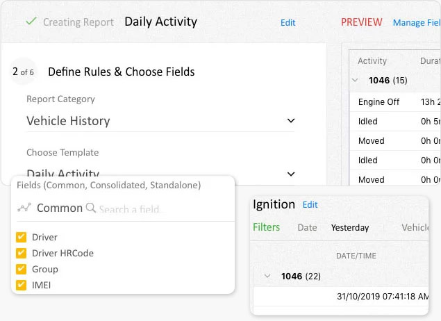 Create vehicle tracking reports on the fly