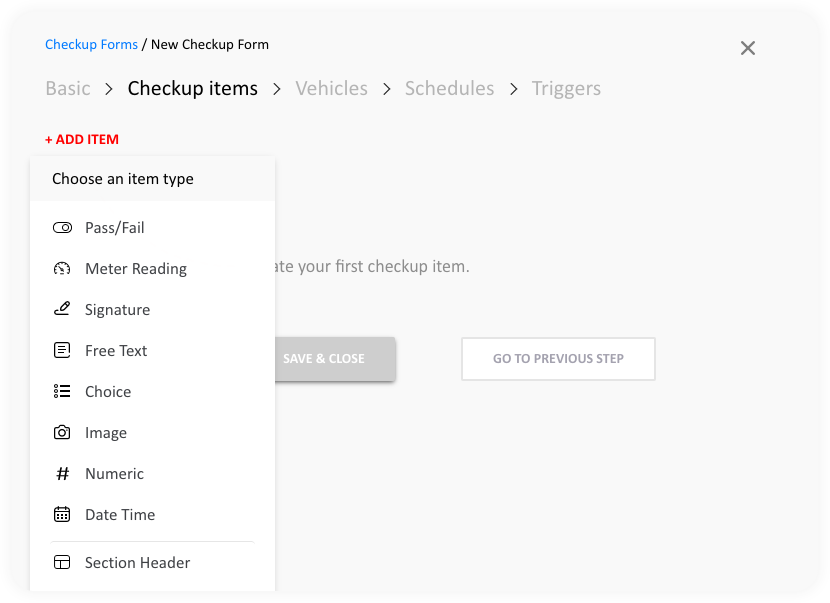 Vehicle checkup form