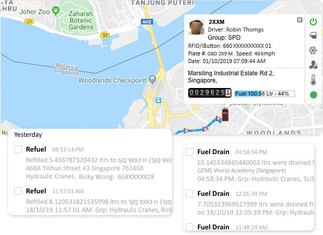 Monitor Fuel and detect Fuel theft