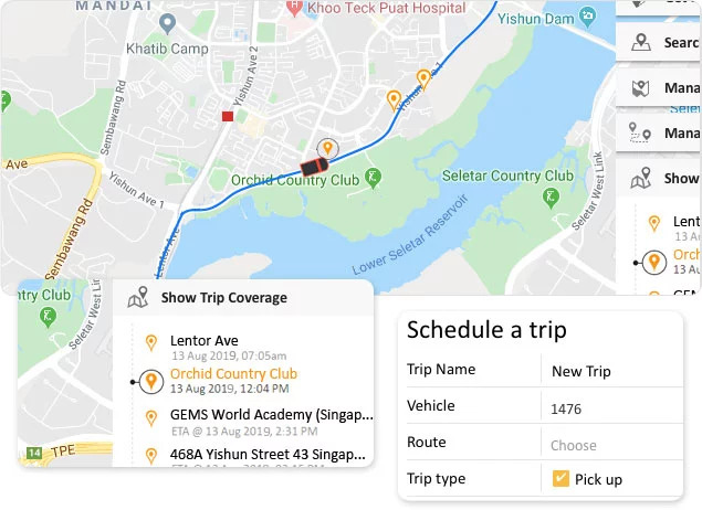 Real-time trip coverage with ETA