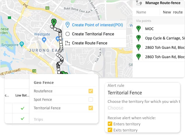 Manage Route, Territorial and Proximity alert