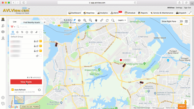 AVLView 7.0.7 - View past Vehicle Tracks (historical vehicle movement data)