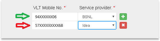 VLT Mobile No. input form VLT Mobile No. input form