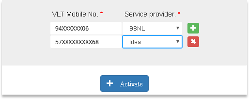 VLT Mobile No. input form VLT Mobile No. input form
