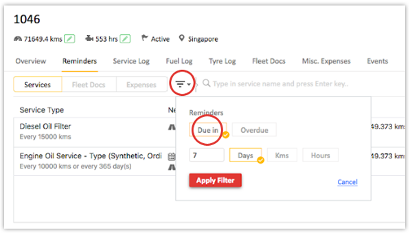 Advanced filter options in Service and Maintenance