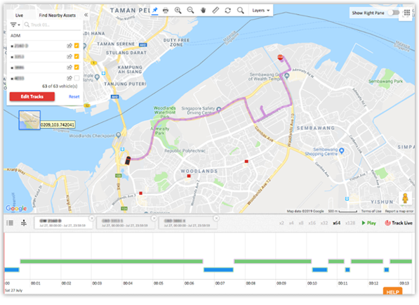 Vehicle Time line data of vehicles