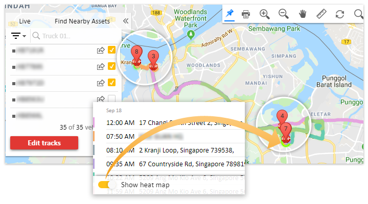 Fleet track heatmap