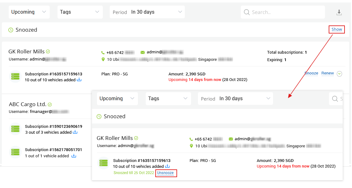 Renewal tasks unsnooze