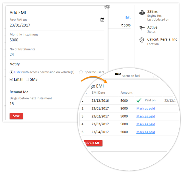 Manage EMI with timely reminders on email and sms