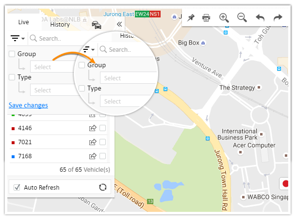 Vehicle Filtering by Group