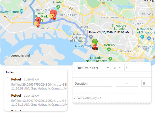 Fuel drain alerts