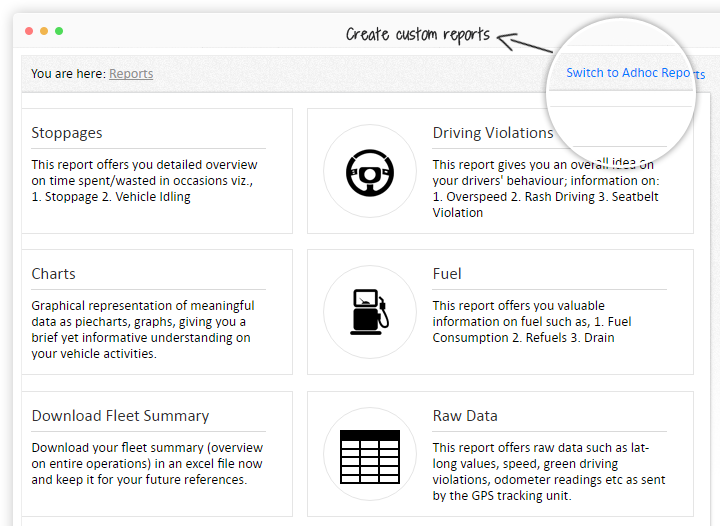 Create vehicle tracking reports