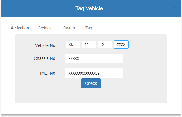 Tag vehicle form