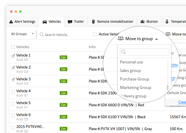 Manage vehicle groups with ease in Fleet tracking