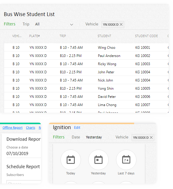 “School bus students list