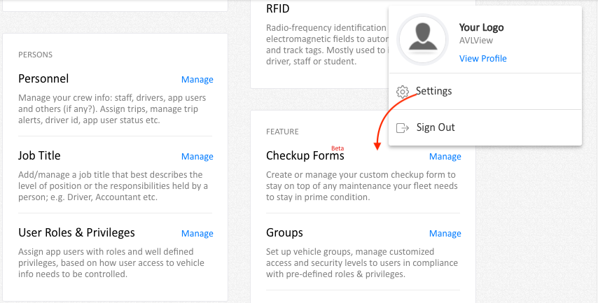 manage checkup forms